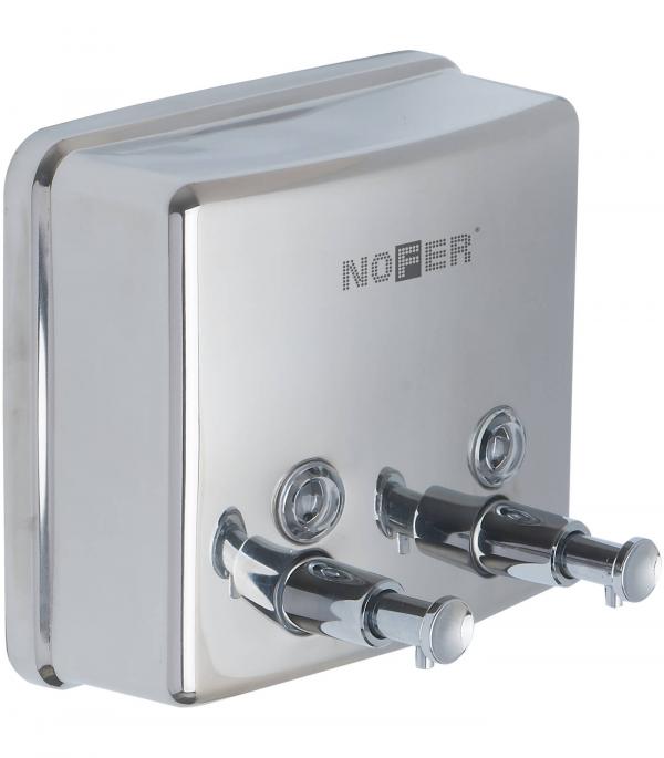 Дозатор для мыла с двумя кранами inox Nofer 03005.B