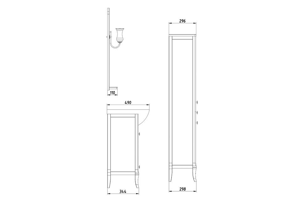 Мебель для ванной подвесная ASB-Woodline Салерно 105 белый патина серебро