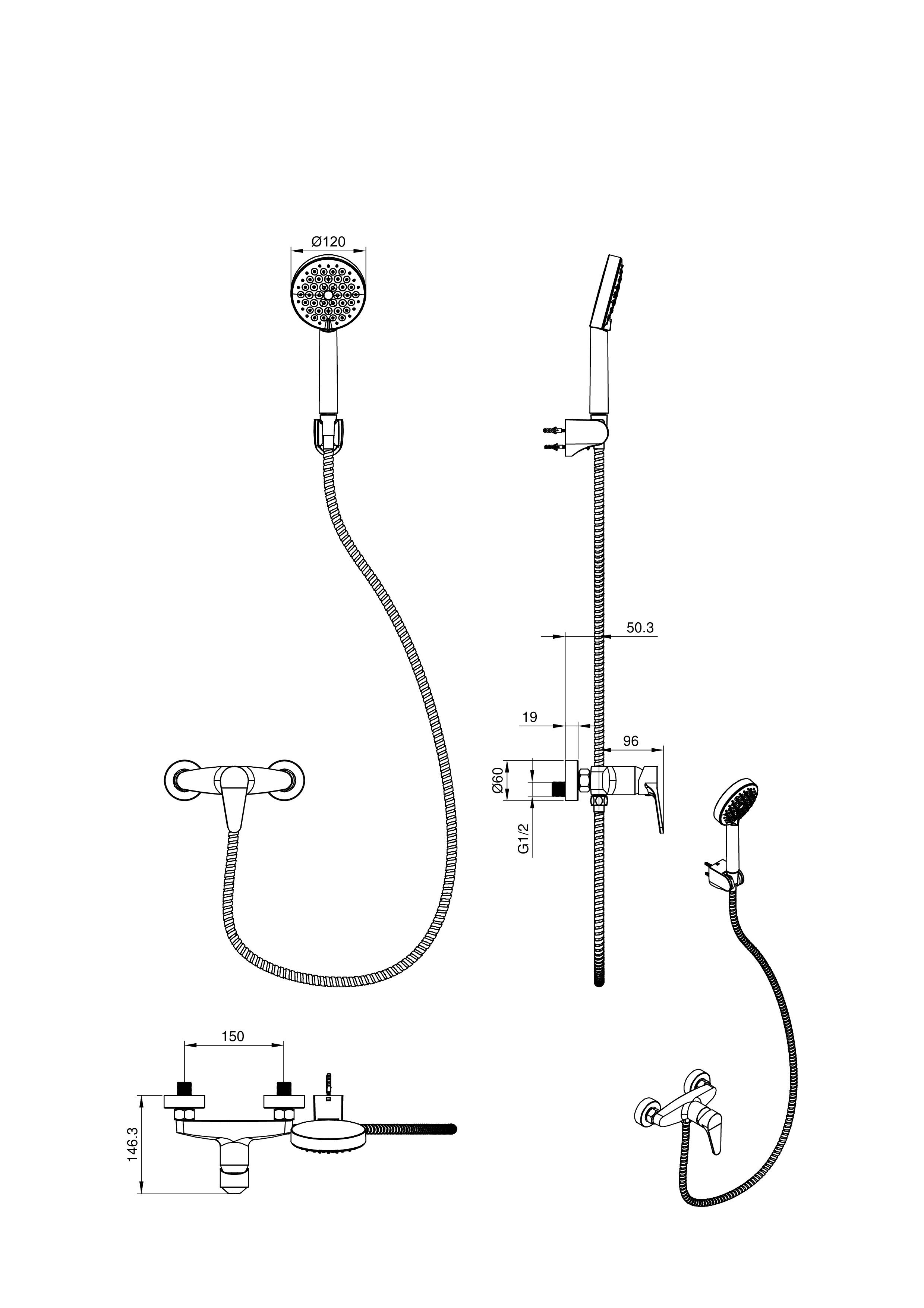 Смеситель для душа WONZON & WOGHAND ALFA, Белый матовый WW-AE3102-MW