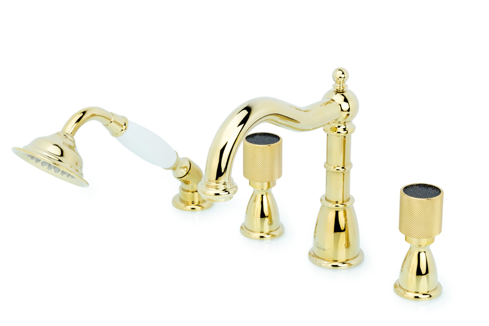 Смеситель врезной 4 отв. Boheme ROYAL CRYSTAL BLACK, золото (комплект) 395-Royal/CRST black