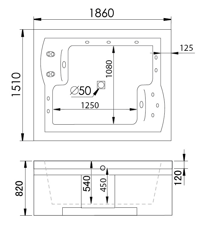 Акриловая ванна Gemy G9052 II K L