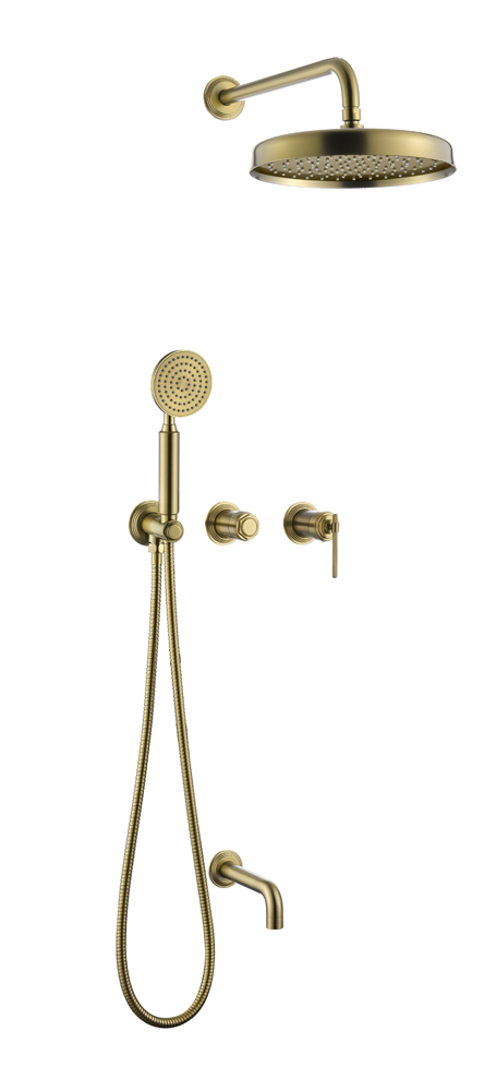 Смеситель встроенный + верхний + ручной душ + излив, Boheme ETERNA MATT GOLD 174-2-MG