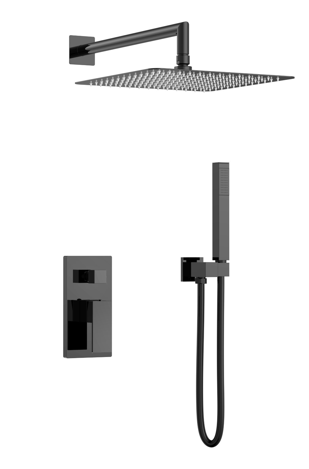 Смеситель встроенный для душа Boheme QUBIC Shine Gun Metal 474-3-SGM