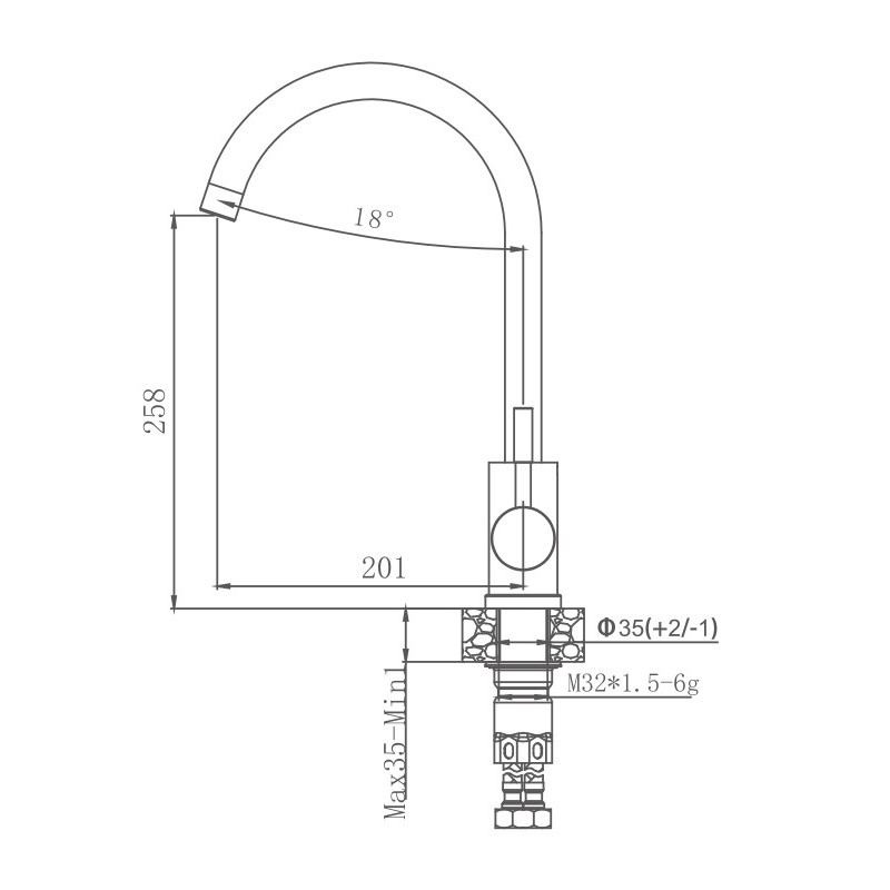 Смеситель для кухни Haiba HB71304-3, сталь