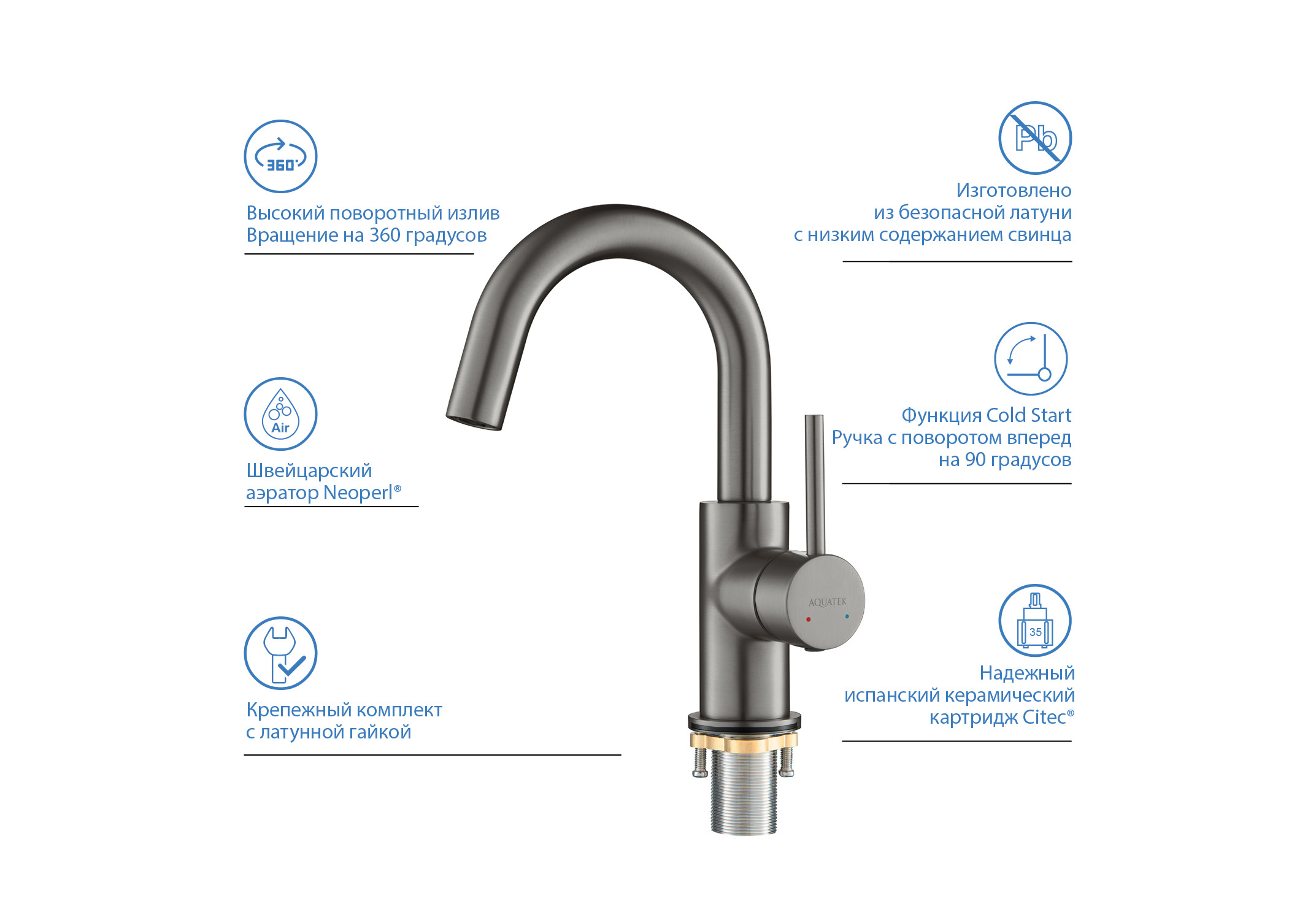 Смеситель Aquatek Европа AQ1307BGM для раковины