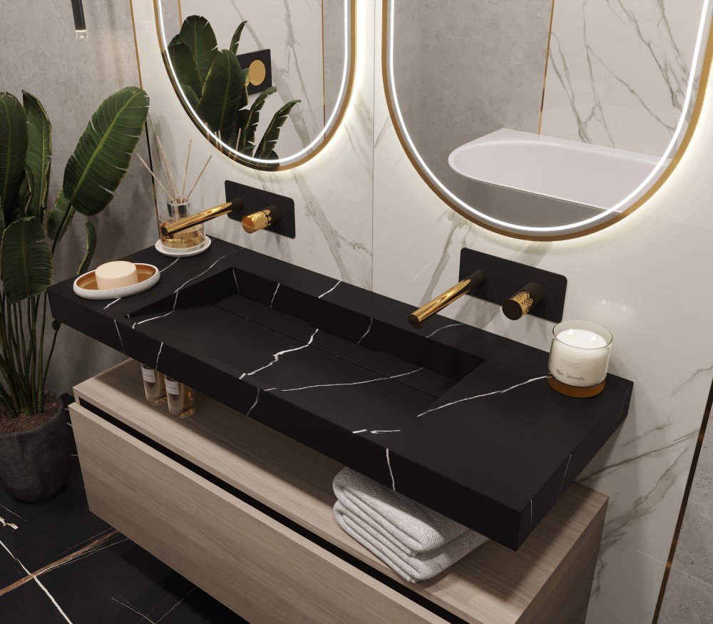 Столешница моноблок Boheme FLAT NERO MARQUINA (1210*452*80) 859-120-NM