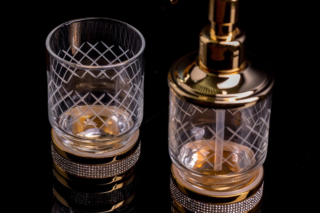 Настольный стакан Boheme ROYALE CRISTAL BLACK GOLD 10931-G-B