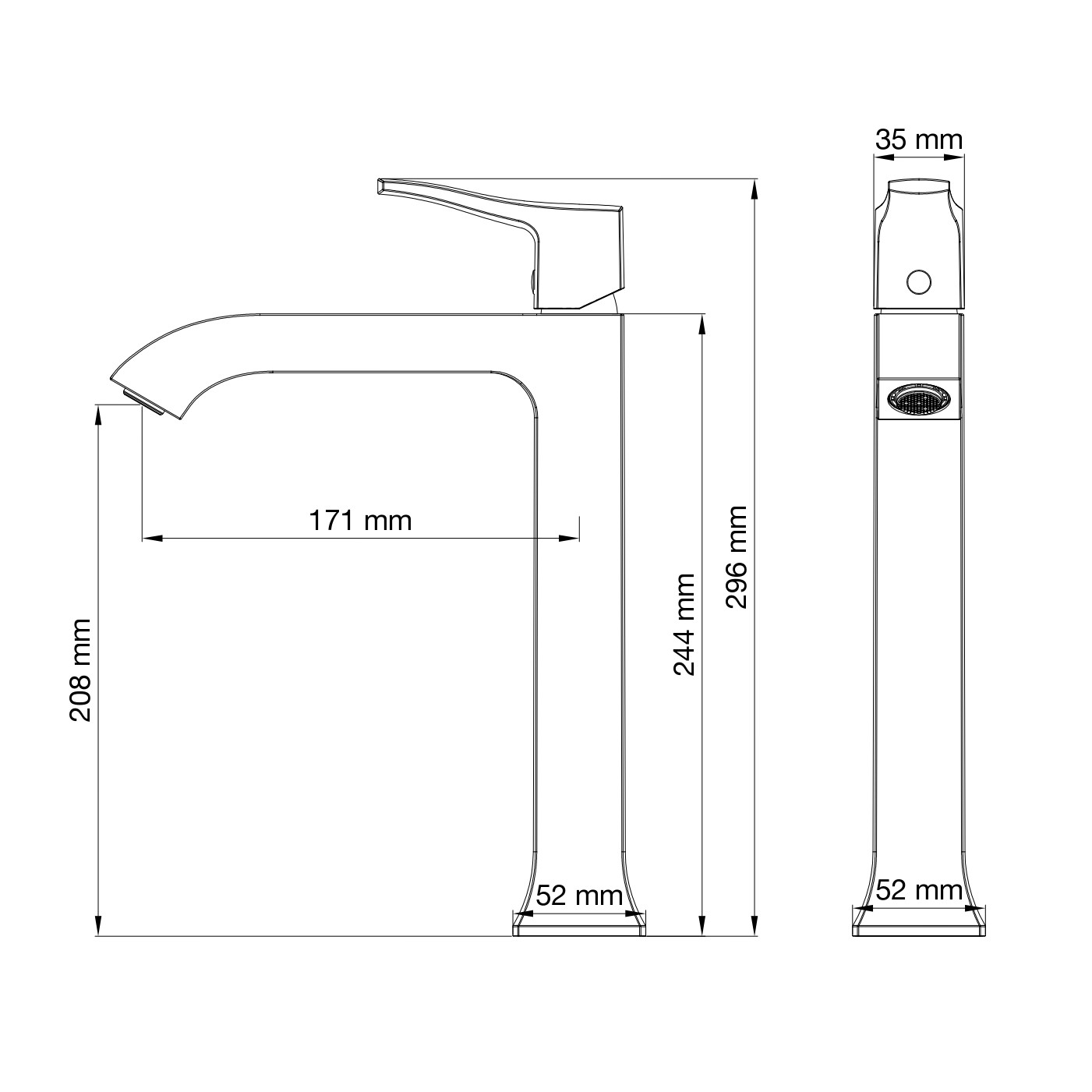 Смеситель для раковины высокий WONZON & WOGHAND FLEX, Хром WW-88019072-CR