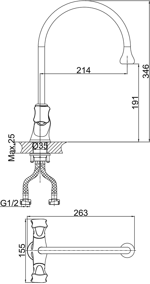 Смеситель для кухни D&K Hessen Grimm DA1382401 хром