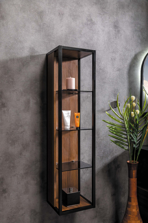 Пенал Armadi Art LOFT высокий dark wood, полки стекло 896-D