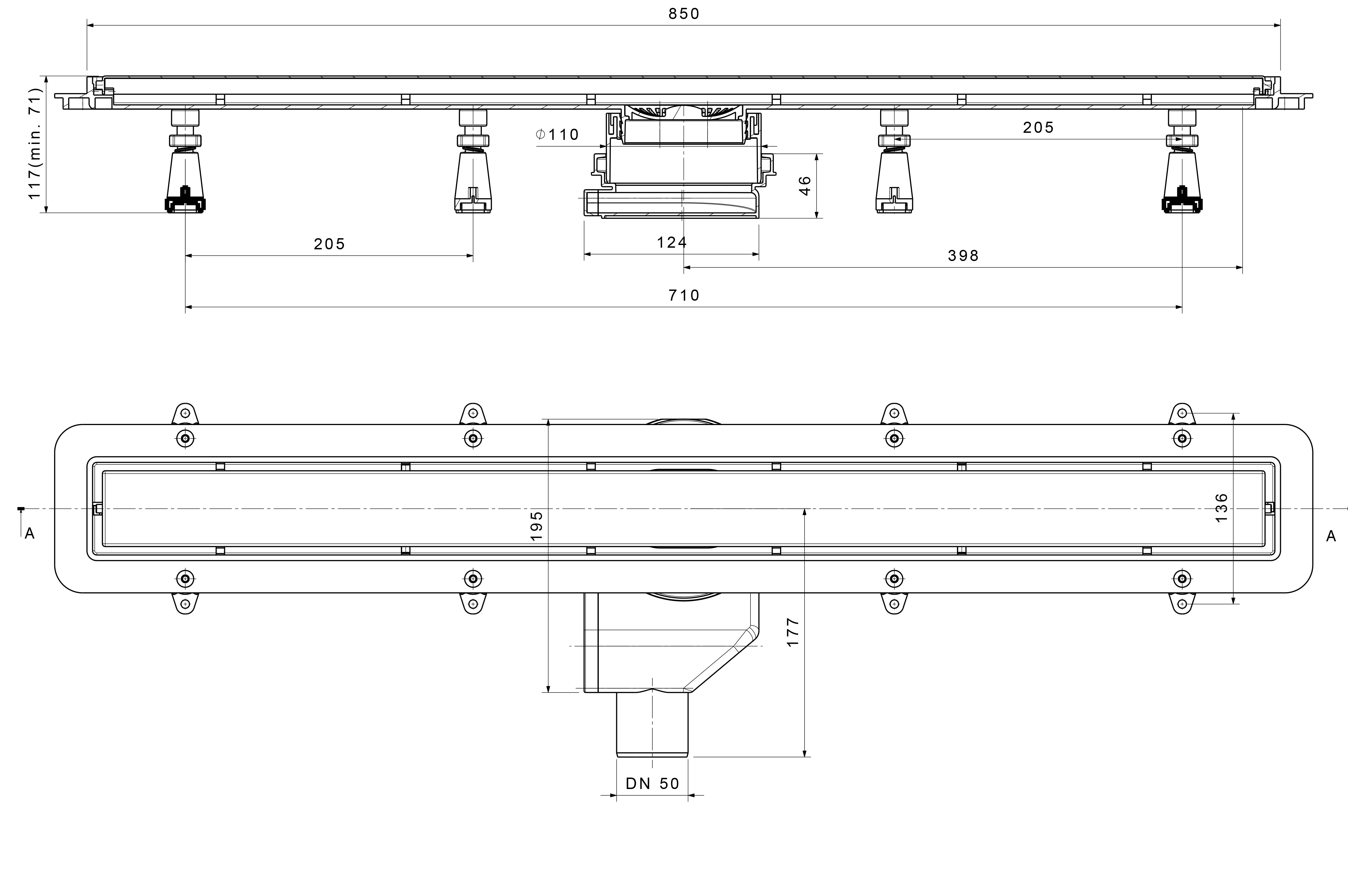 Compact Line Premium 850 Линейный трап PESTAN