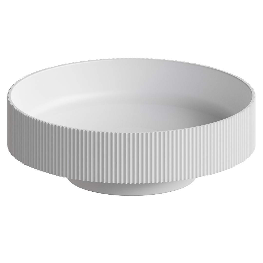 Раковина накладная рифленая Boheme SOLE Corian 400*130 Matte white 801-R-MW