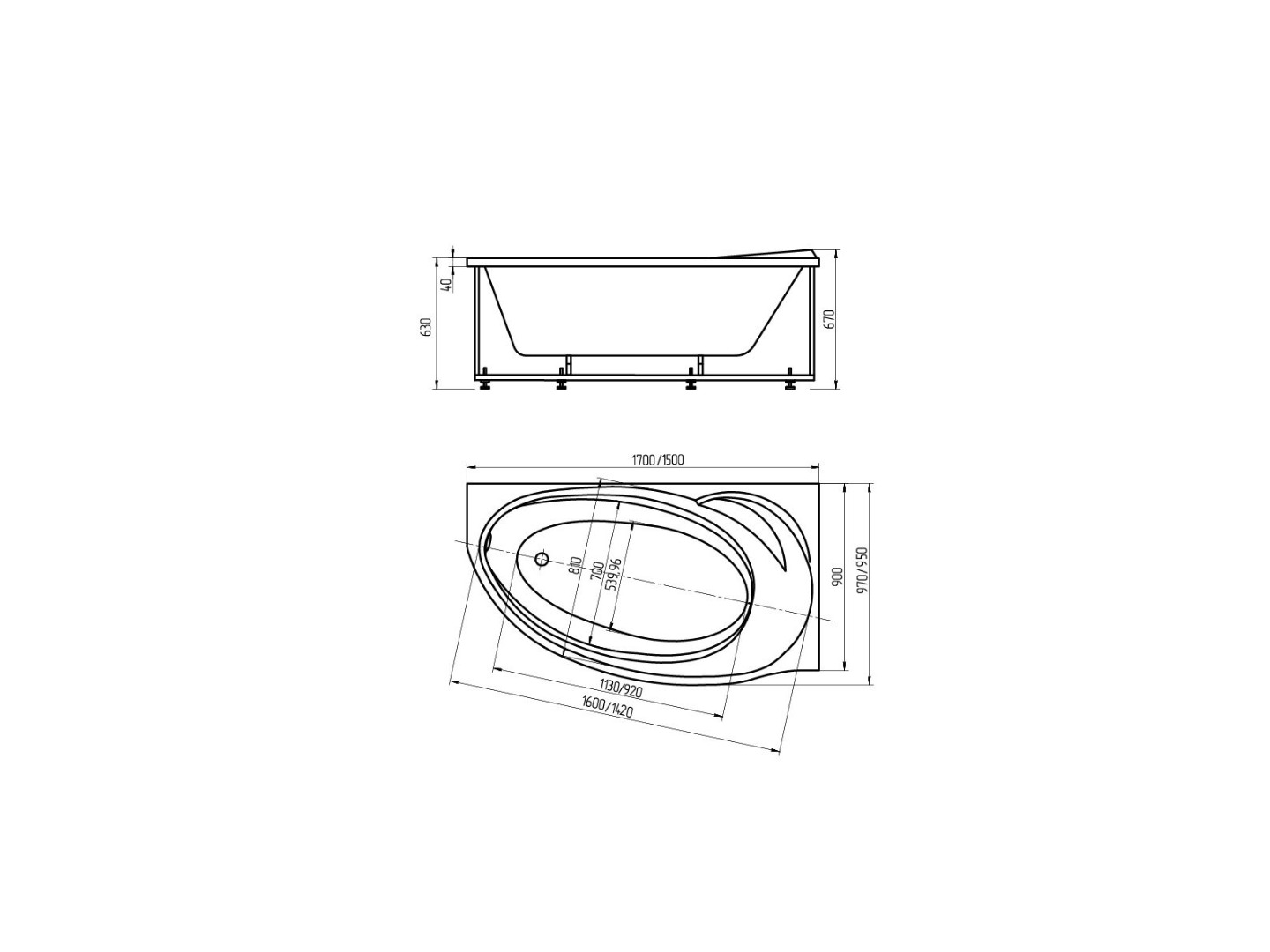 Акриловая ванна Aquatek Бетта 150 BET150-0000008 150х95 см, правая