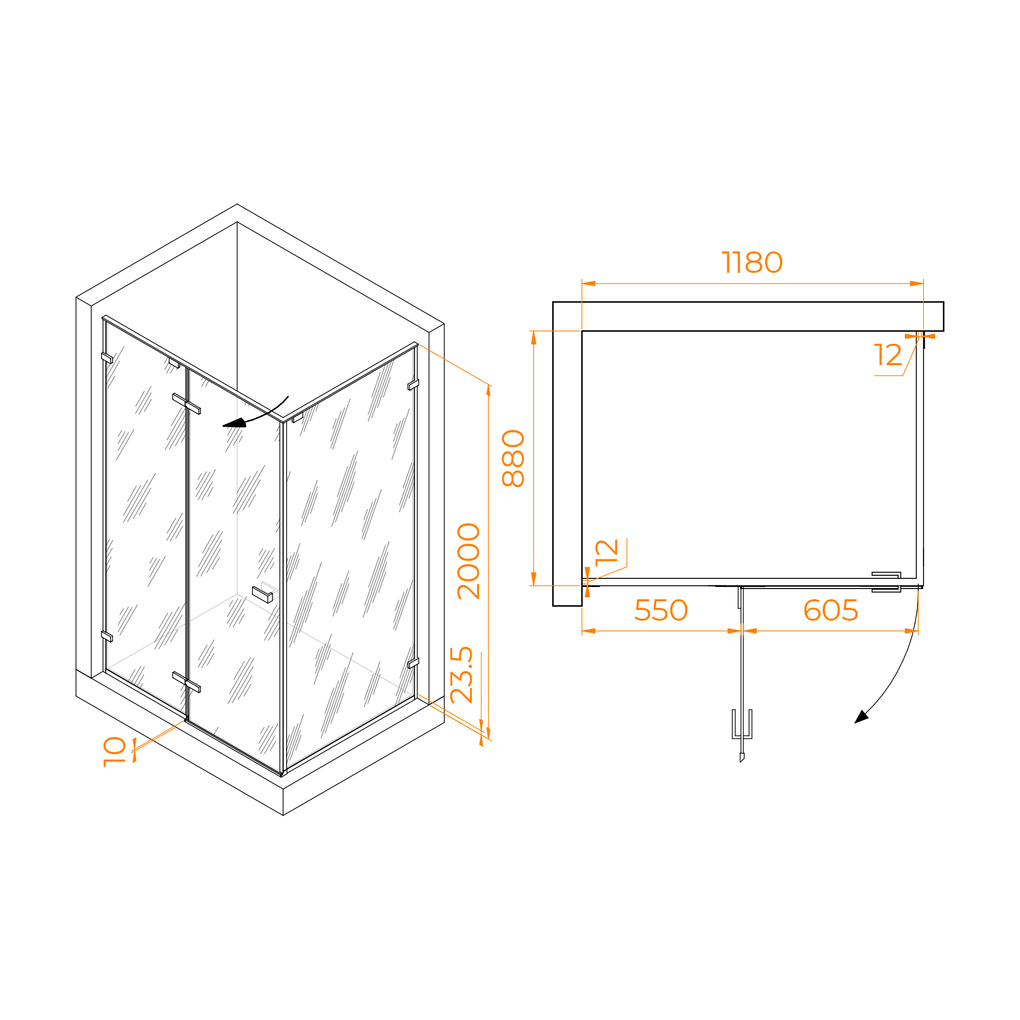 Душевой уголок RGW SV-040 90х120 с распашной дверью