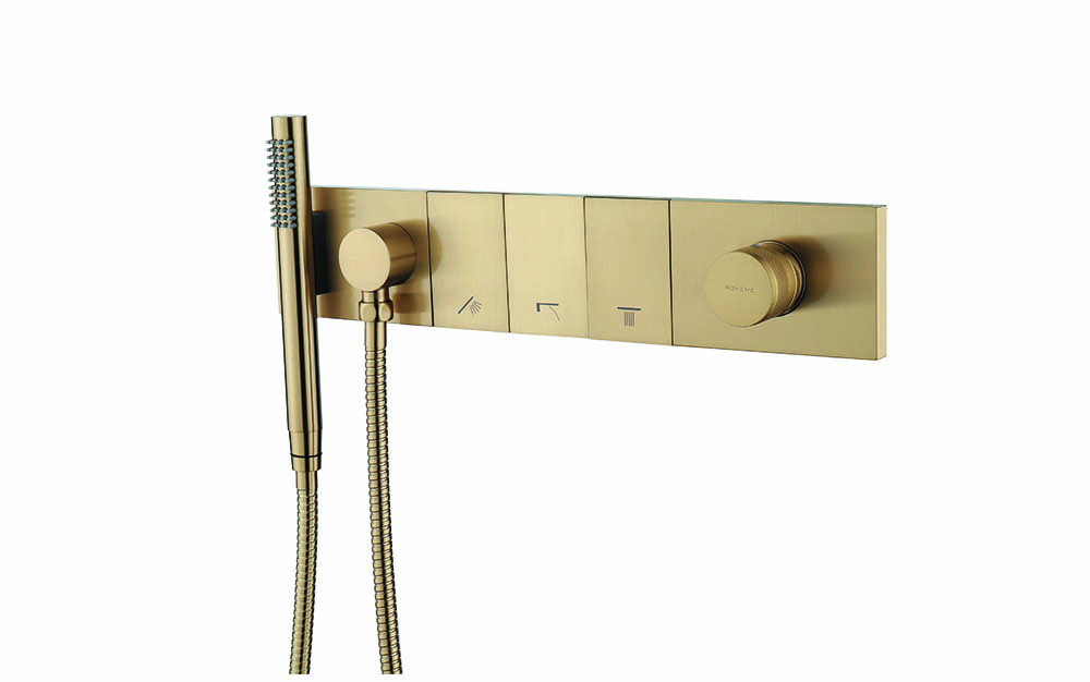 Смеситель Boheme ZODIAC с ручным душем MATT GOLD 132-SYS-MG