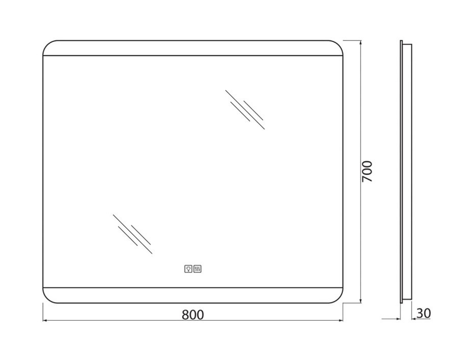 Зеркало BelBagno SPC-CEZ 80х70 с сенсорным выключателем и подогревом