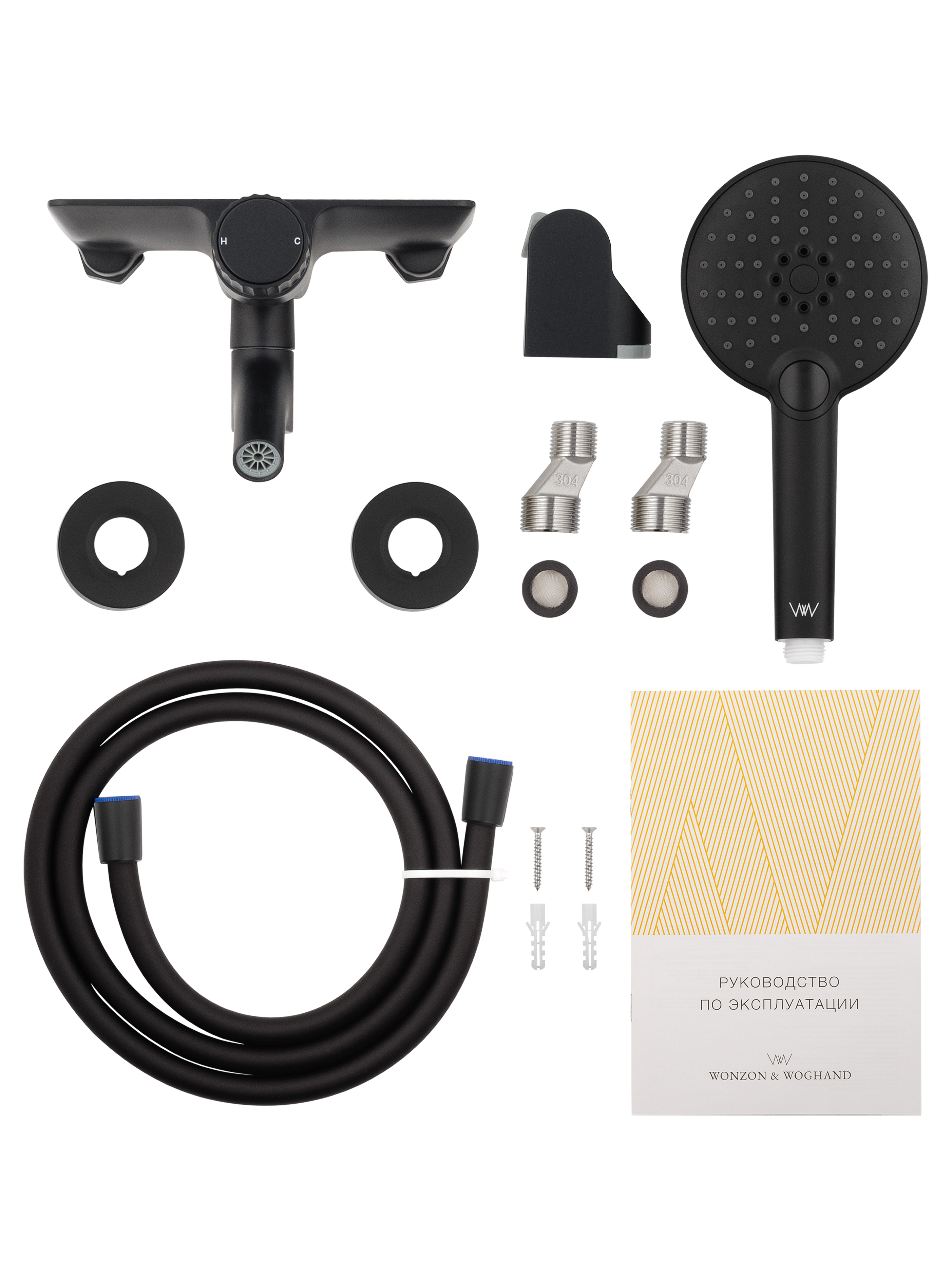 Смеситель для ванны с душем WONZON & WOGHAND CLICK, Черный матовый WW-FE05L221-MB