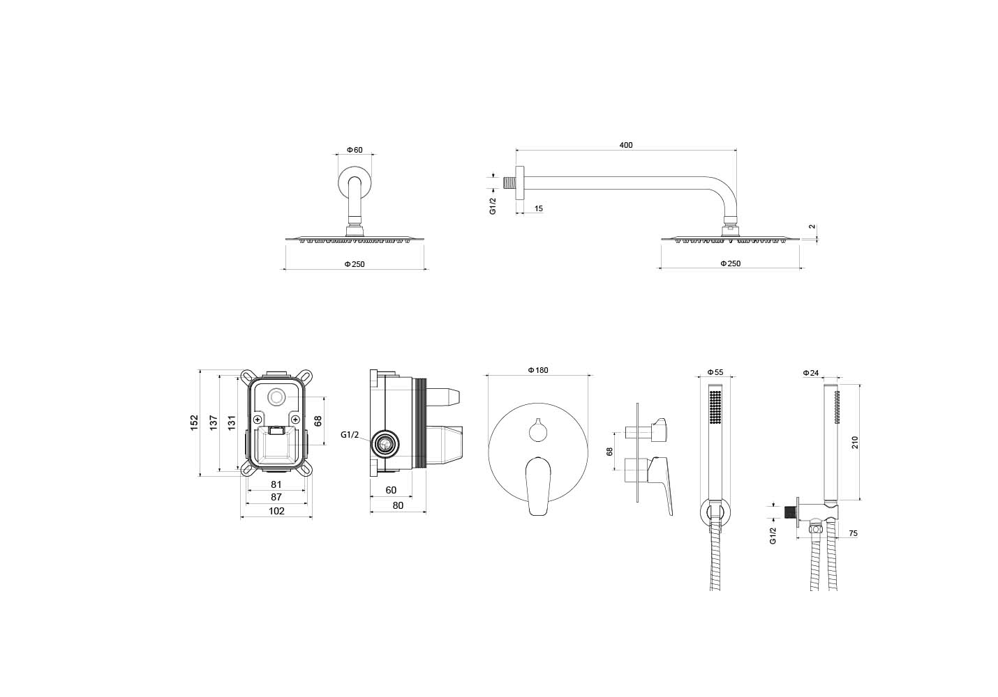 Set 3 в 1 душевой комплект Aquatek Бетта AQ1172CR