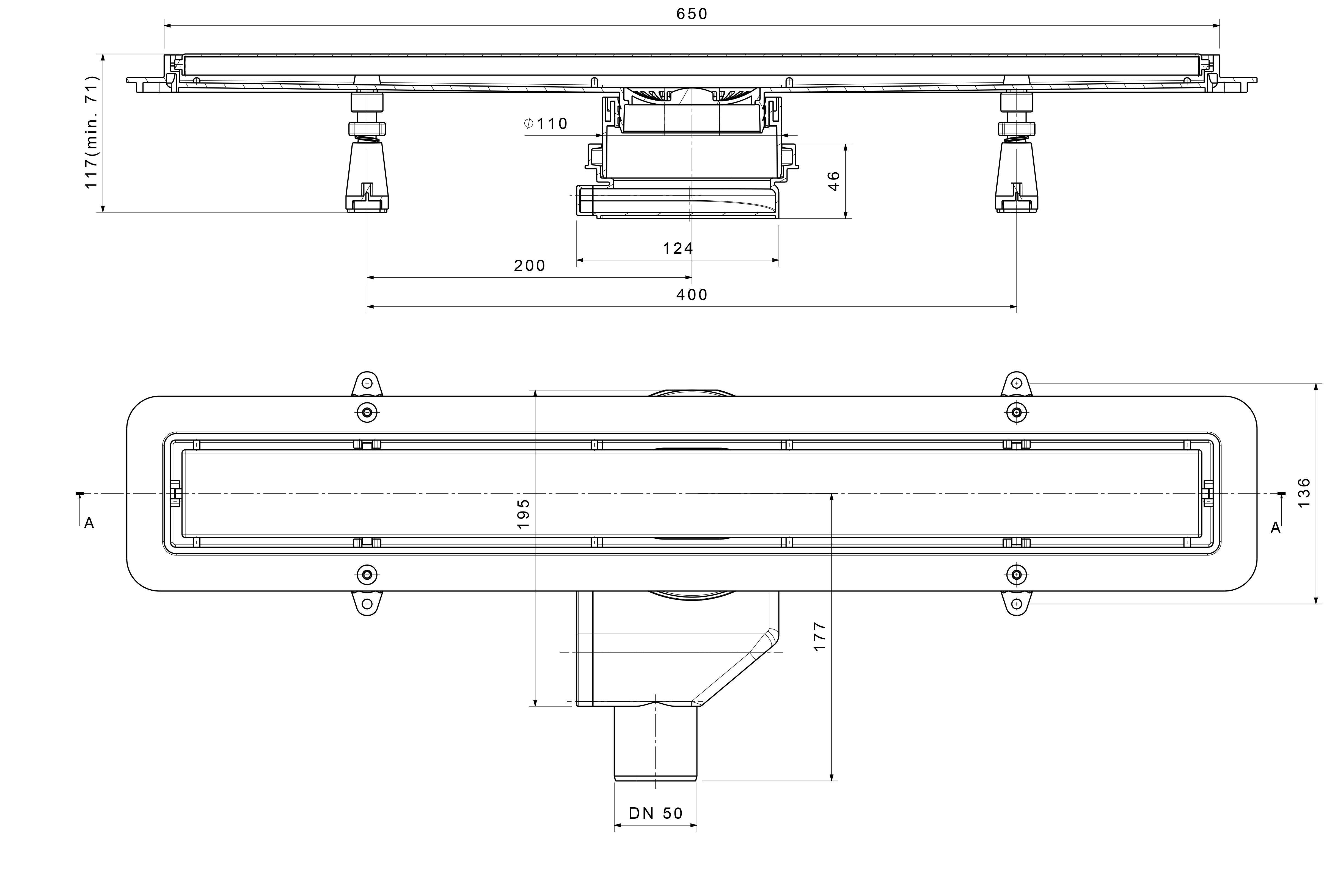 Compact Line Premium 650 с металлической рамкой линейный трап PESTAN
