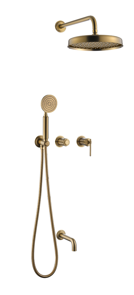 Смеситель встроенный + верхний + ручной душ + излив, Boheme ETERNA BRONZE 174-2-BR