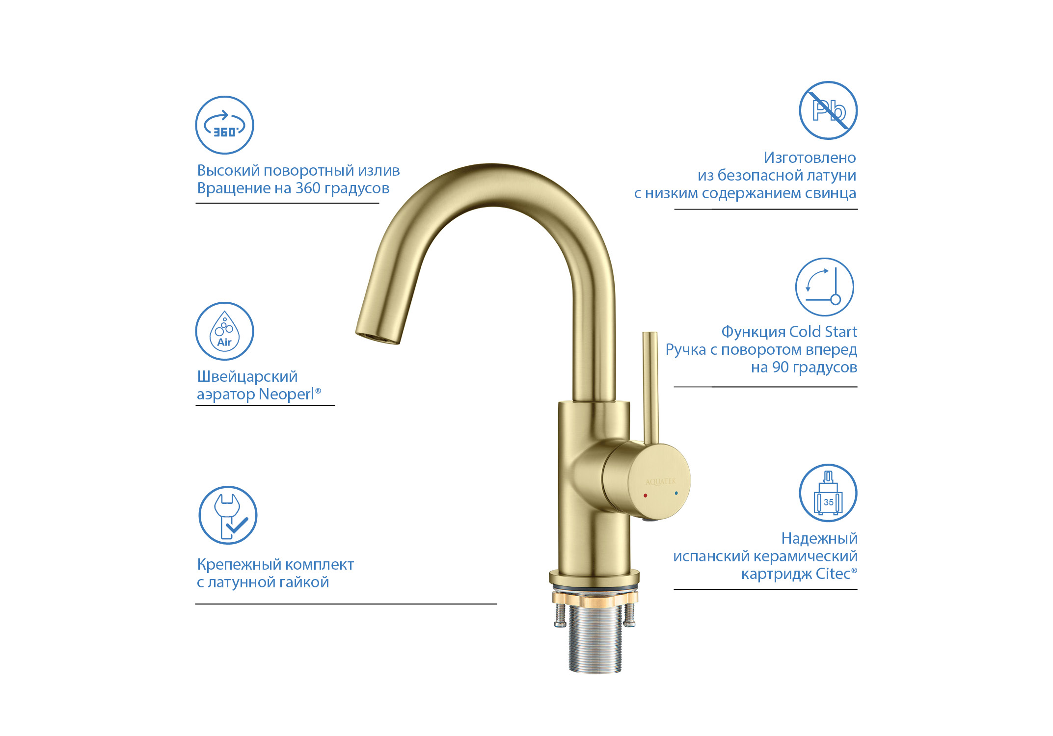 Смеситель Aquatek Европа AQ1307BG для раковины