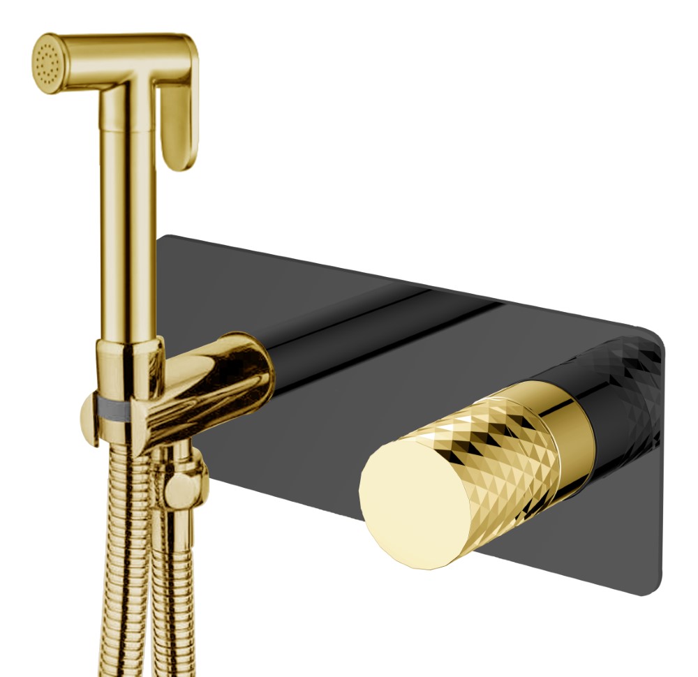 Смеситель гигиенический Boheme STICK BLACK DIAMOND GOLD 127-BG