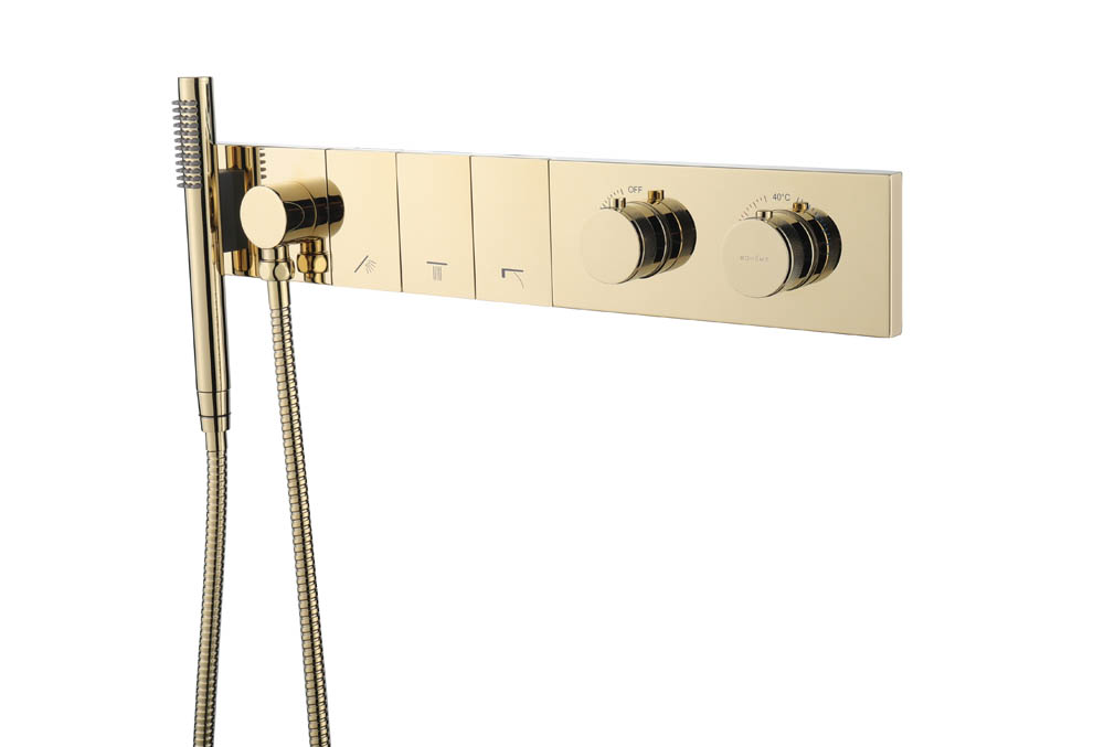 Смеситель Boheme ZODIAC THERMO с ручным душем GOLD 133-SYS-G