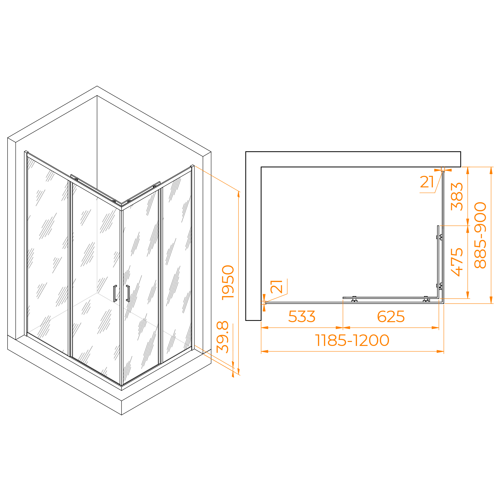 Душевой уголок RGW PA-040B 90х120