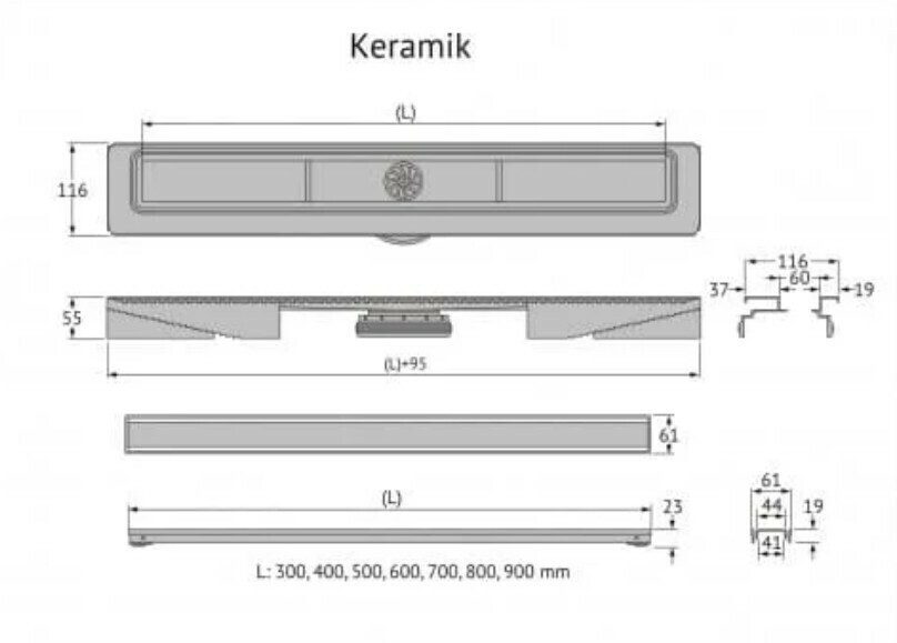 Душевой лоток Berges Wasserhaus B1 Keramik 600