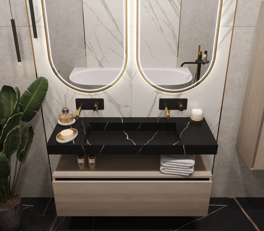 Столешница моноблок Boheme FLAT NERO MARQUINA (1210*452*80) 859-120-NM