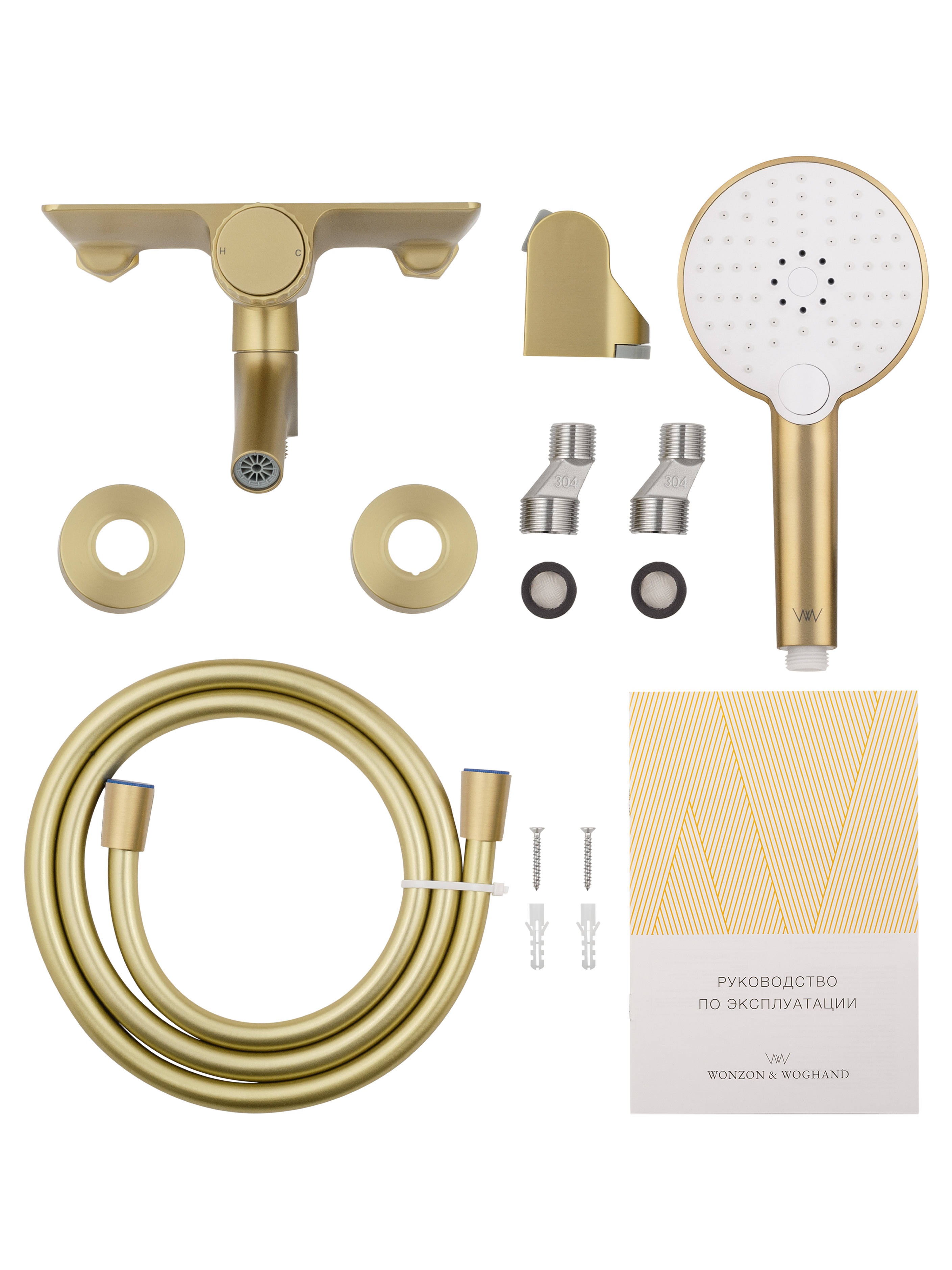 Смеситель для ванны с душем WONZON & WOGHAND CLICK, Брашированное золото WW-FE05L221-BG