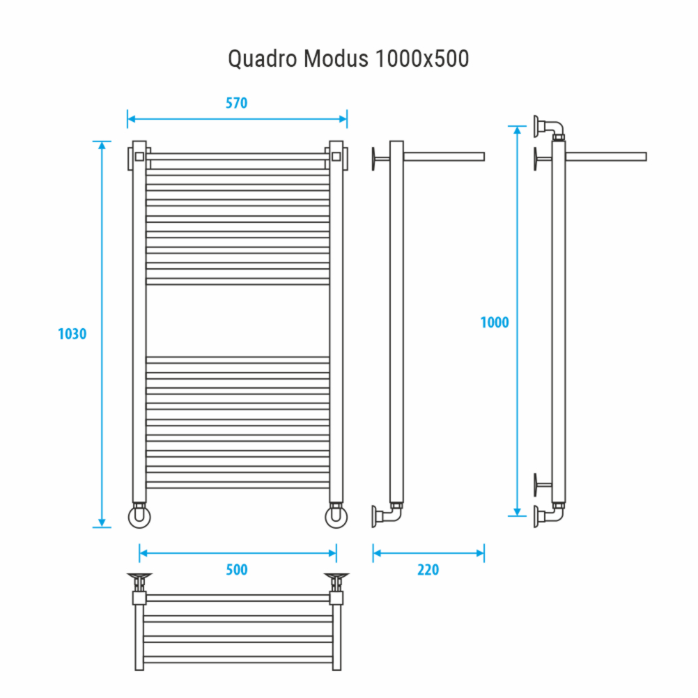 Водяной полотенцесушитель Energy Quadro Modus 1000x500