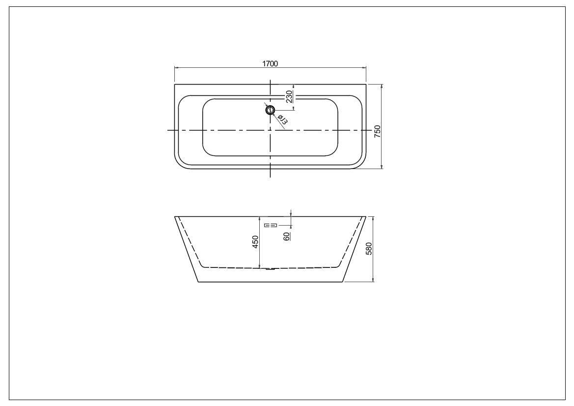 Акриловая ванна Aquatek Элегия AQ-113775WT 170х75 см