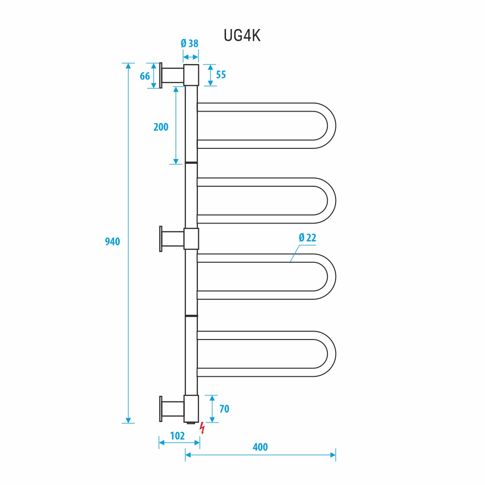 Электрический полотенцесушитель Energy U chrome G4K