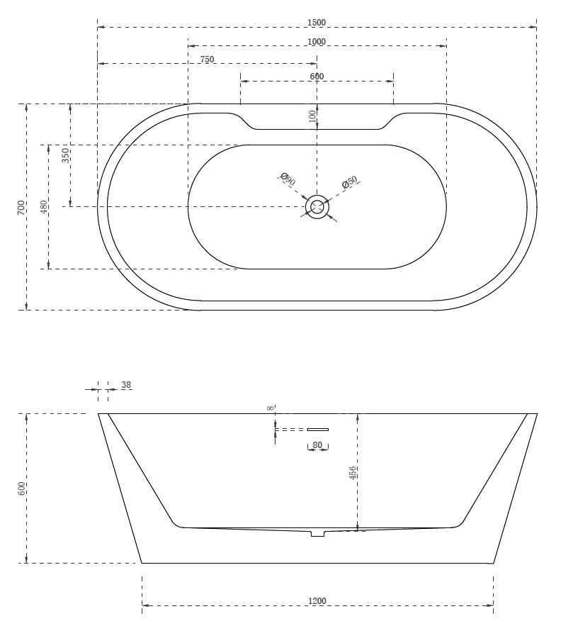 Акриловая ванна Abber AB9299-1.5 белая
