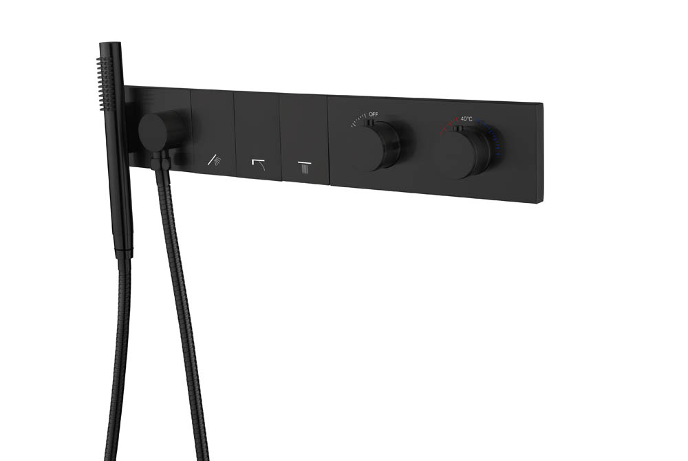 Смеситель Boheme ZODIAC THERMO с ручным душем Black 133-SYS-B
