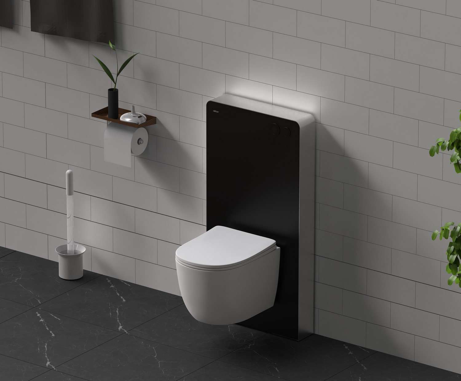 Инсталляционный модуль внешнего монтажа Abber AC0107MB для подвесного унитаза, черный