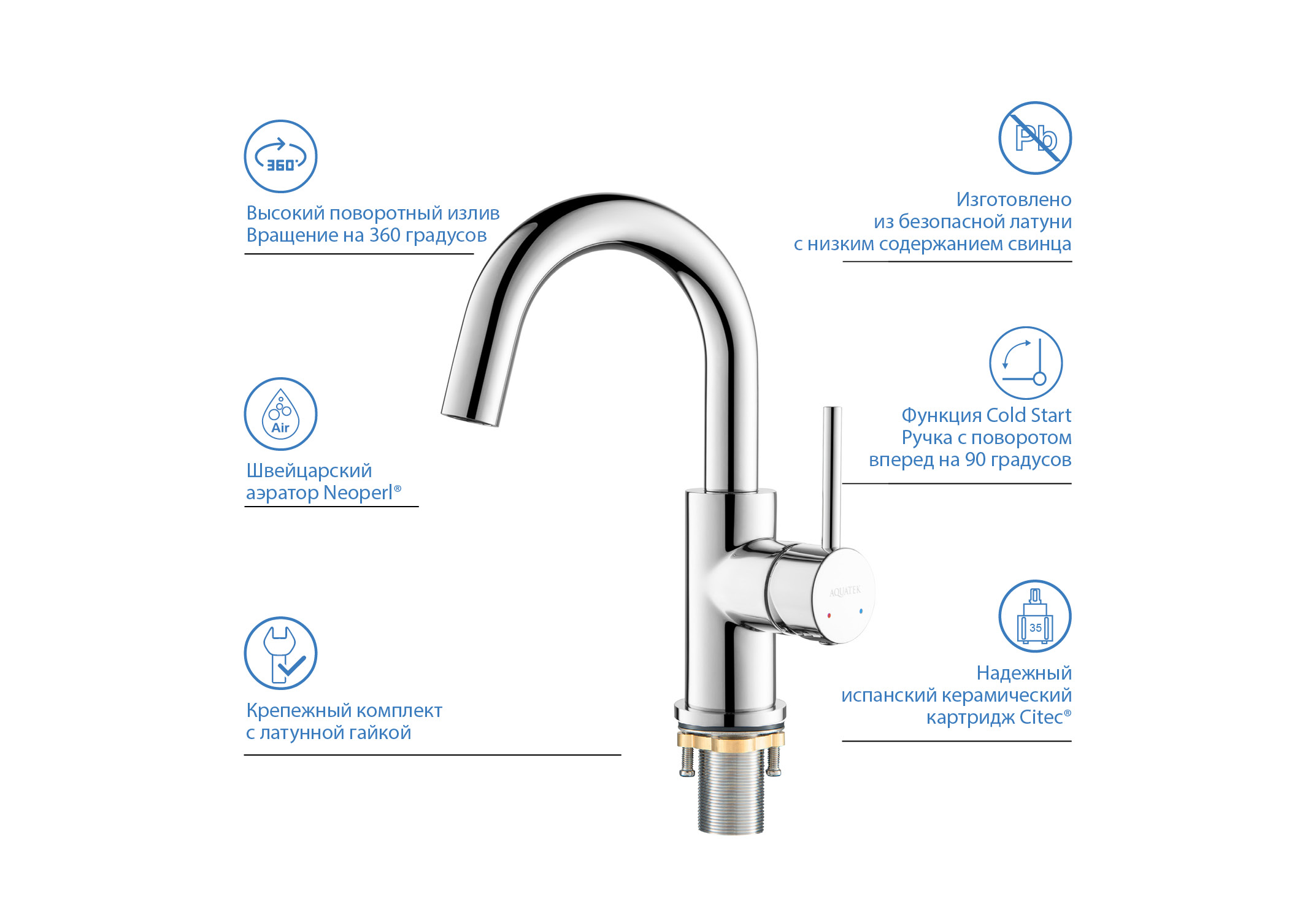 Смеситель Aquatek Европа AQ1307CR для раковины