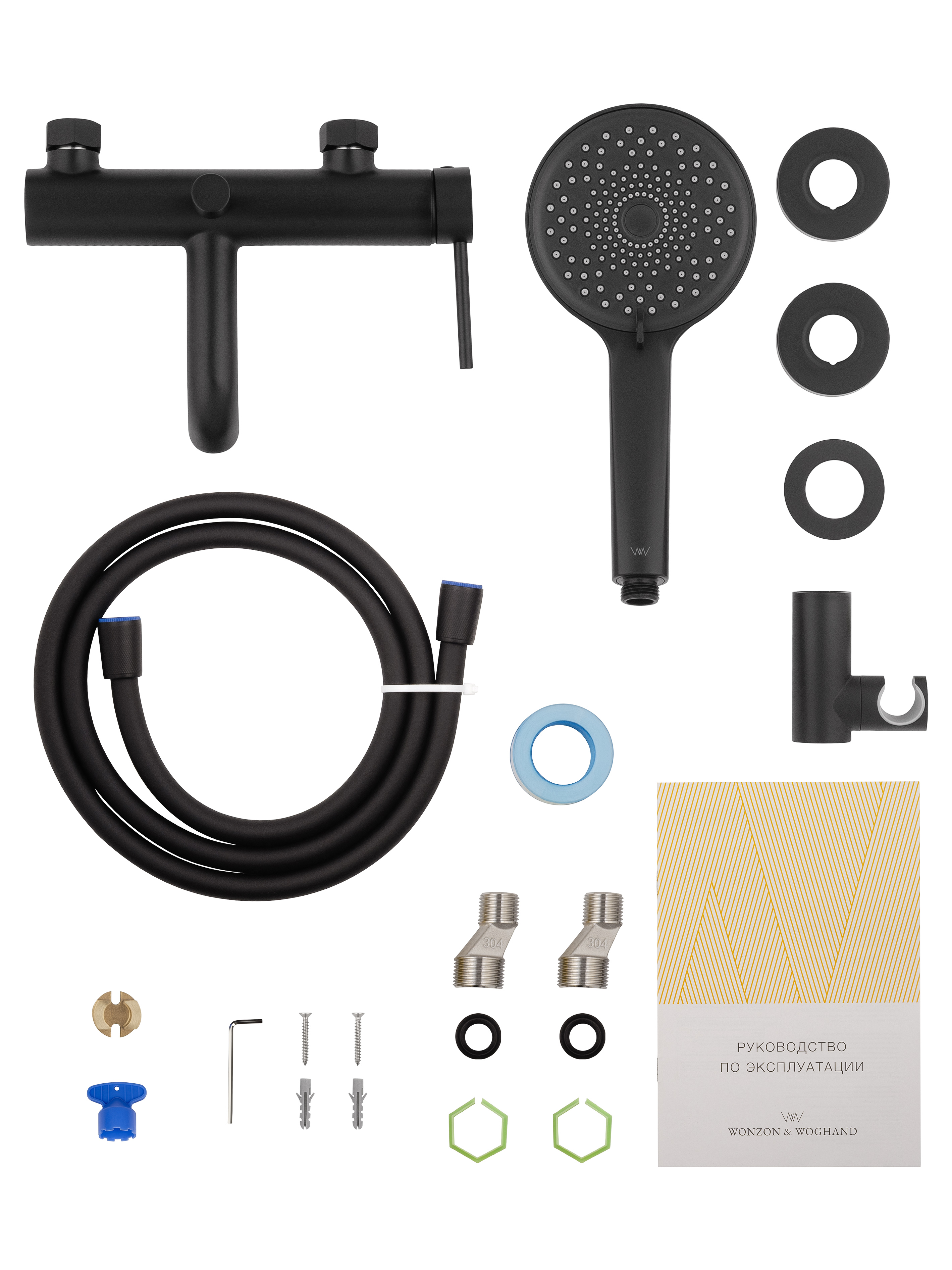 Смеситель для ванны с душем WONZON & WOGHAND STICK, Черный матовый WW-88639017-MB