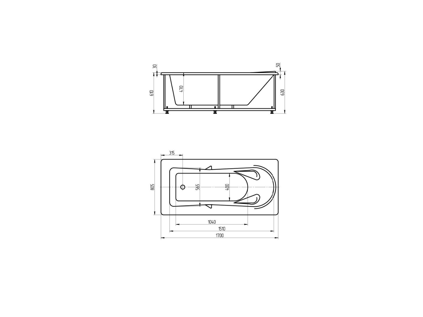 Акриловая ванна Aquatek Леда LED170-0000052 170х80.5 см слив справа, с фронтальным экраном