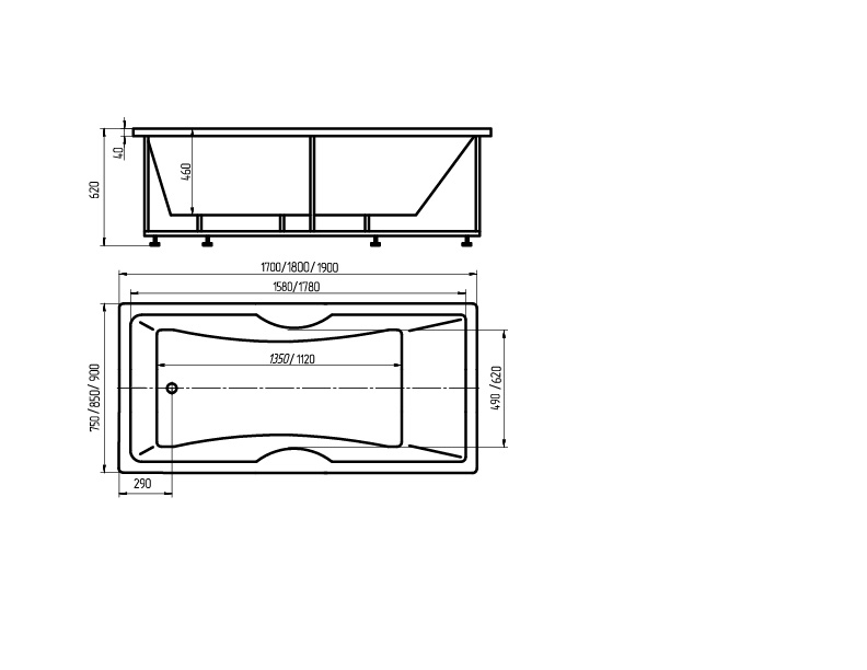 Акриловая ванна Aquatek Феникс FEN190-0000024 190х90 см с фронтальным экраном слив справа
