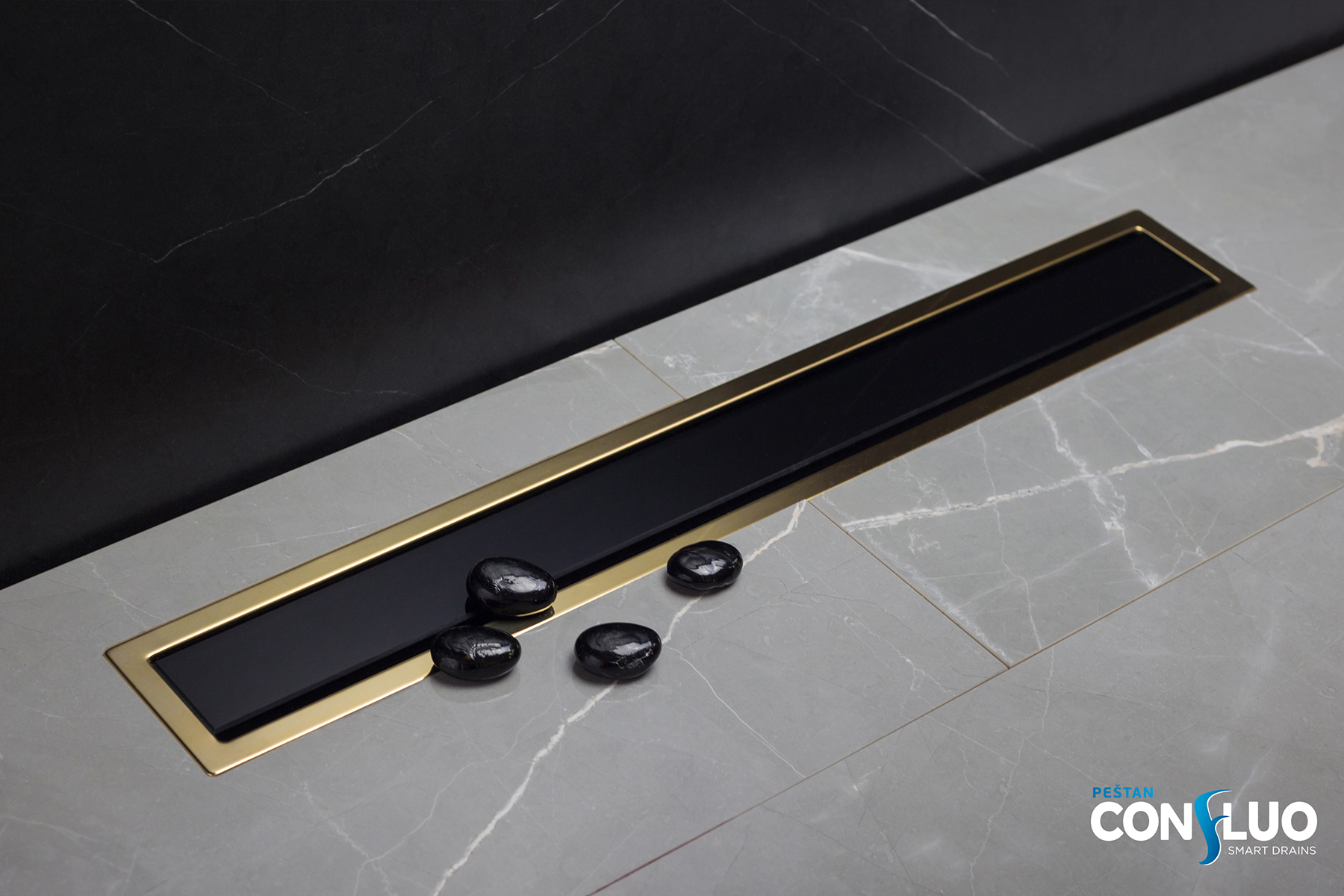 Confluo Premium Gold Black Glass Line 950 линейный трап PESTAN