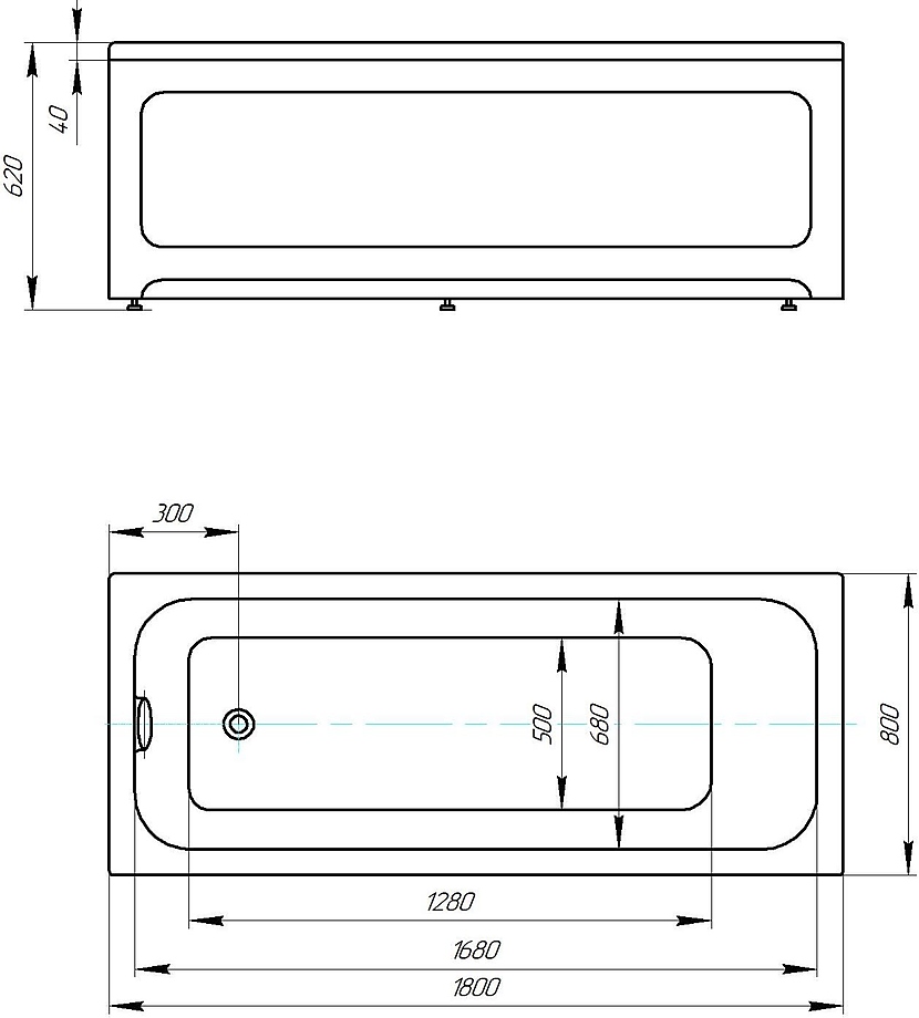 Акриловая ванна Aquatek Мия MIY180-0000001 180х80 см