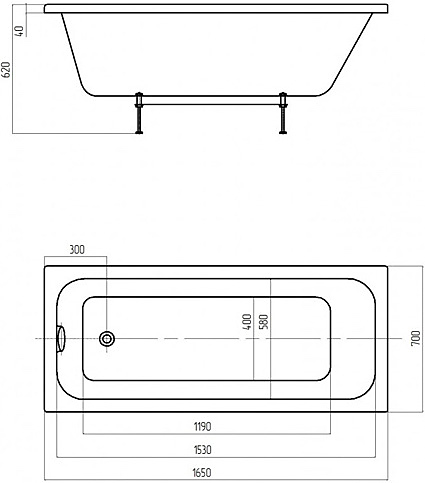Акриловая ванна Aquatek Мия MIY165-0000001 165х70 см