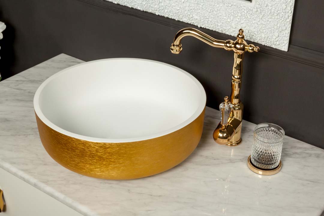 Раковина Boheme LV204 Corian золото 41,5*14см 819-G
