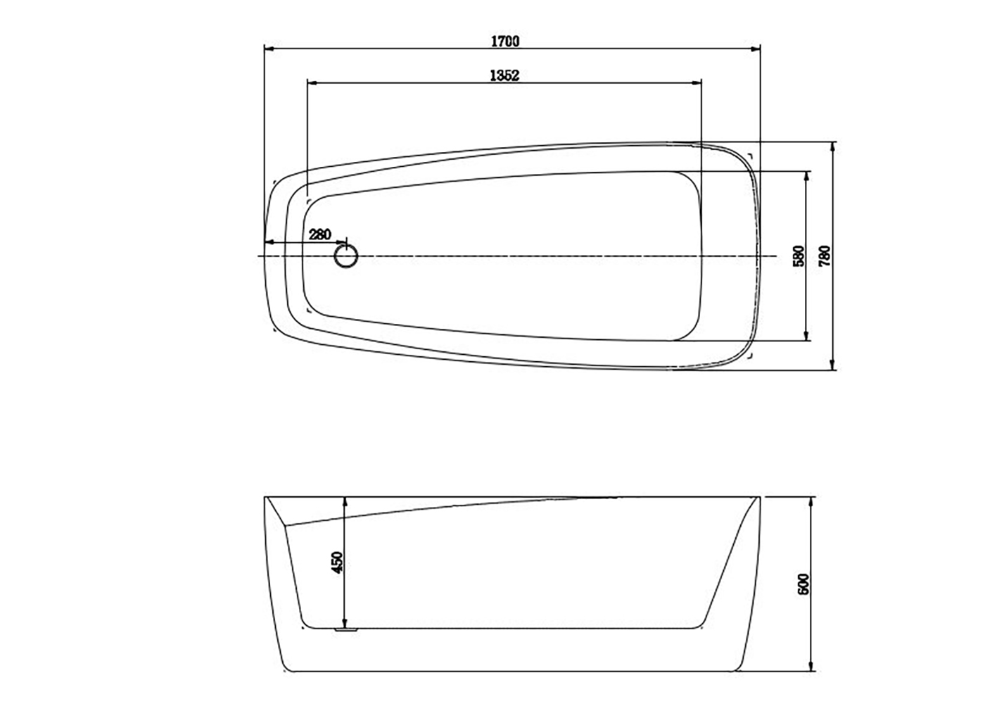Акриловая ванна Aquatek Паола AQ-190778 170х78 см