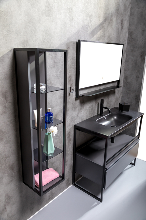Пенал Armadi Art LOFT высокий антрацит, полки стекло 896-A