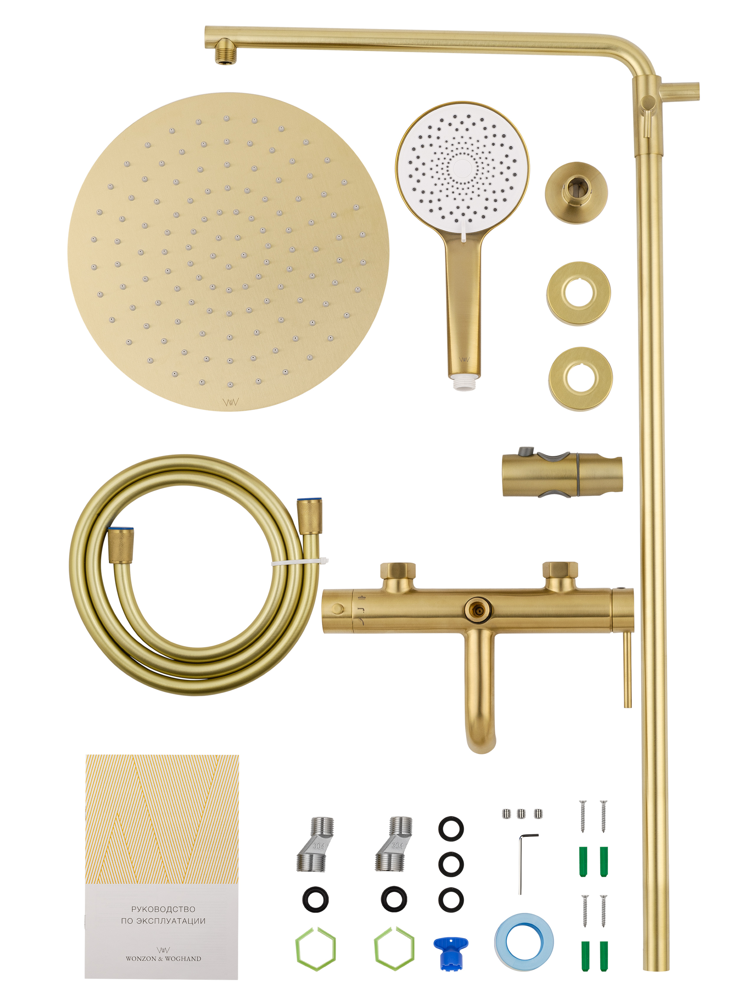 Душевая система WONZON & WOGHAND STICK, Брашированное золото WW-88739017-BG