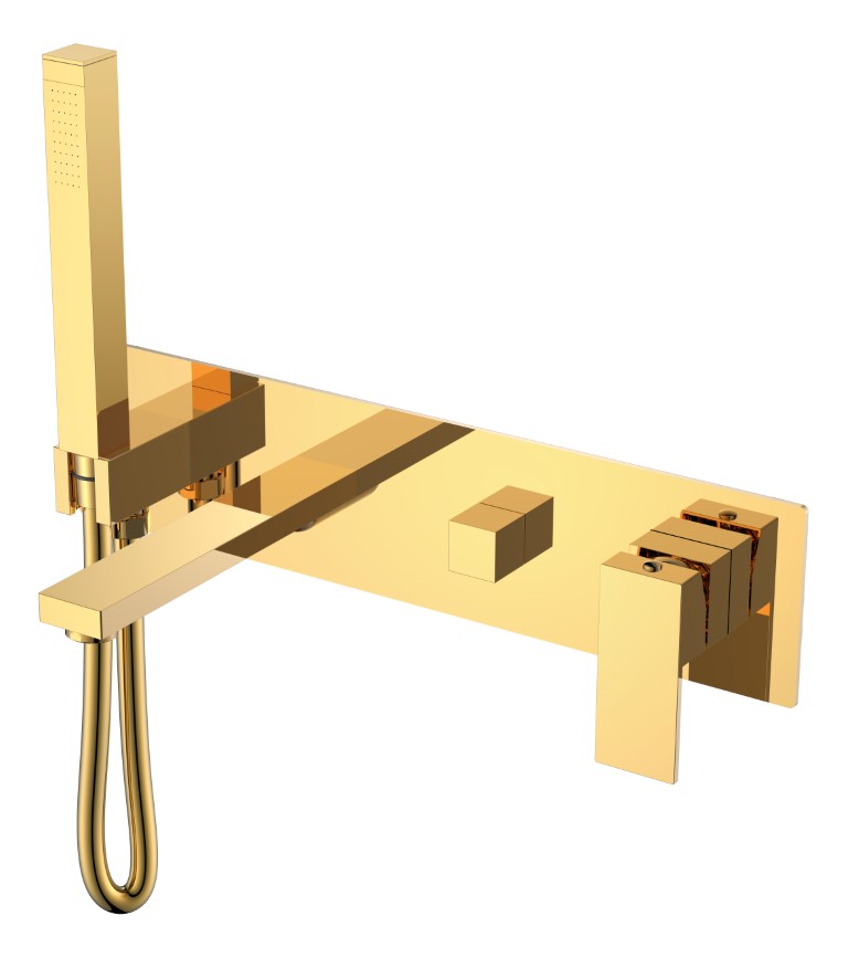 Смеситель для ванны встроенный Boheme Qubic Shine Gold 474-2-G