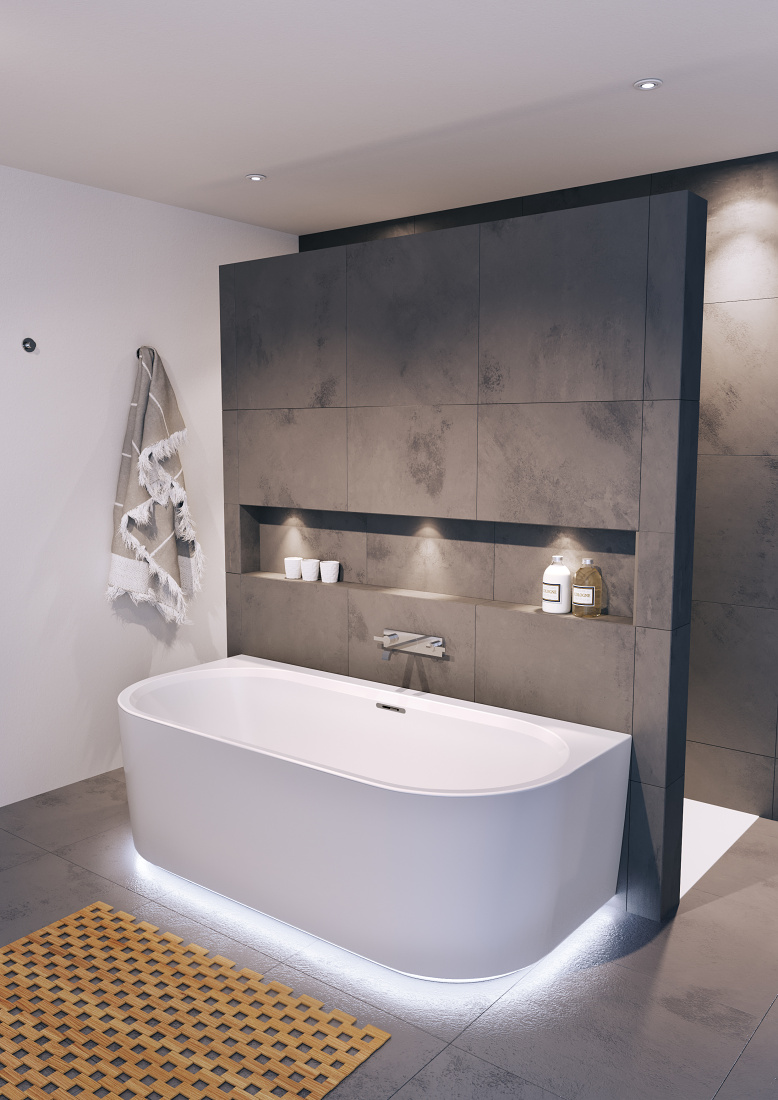 Акриловая ванна Riho Desire Wall Mounted 180x84 с подсветкой